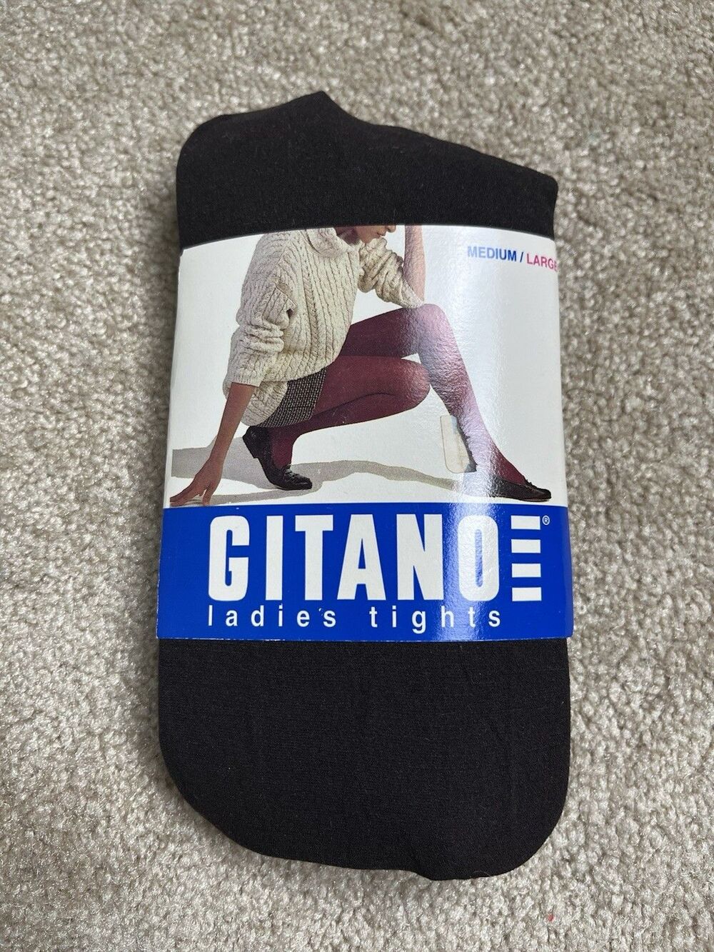 VTG 90s Gitano Opaque Tights Chocolate Brown Control Top Lycra Medium Large NWT